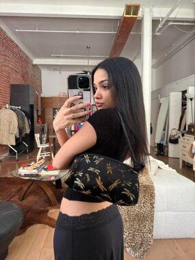 Black Satin Dragonfly Shoulder Bag Y2K 90s Mini Purse